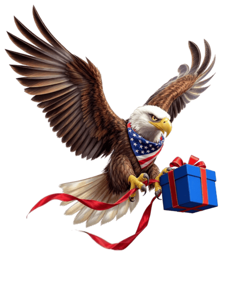 Eagle holding gift