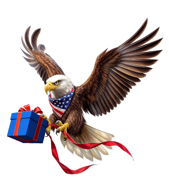 Eagle holding gift